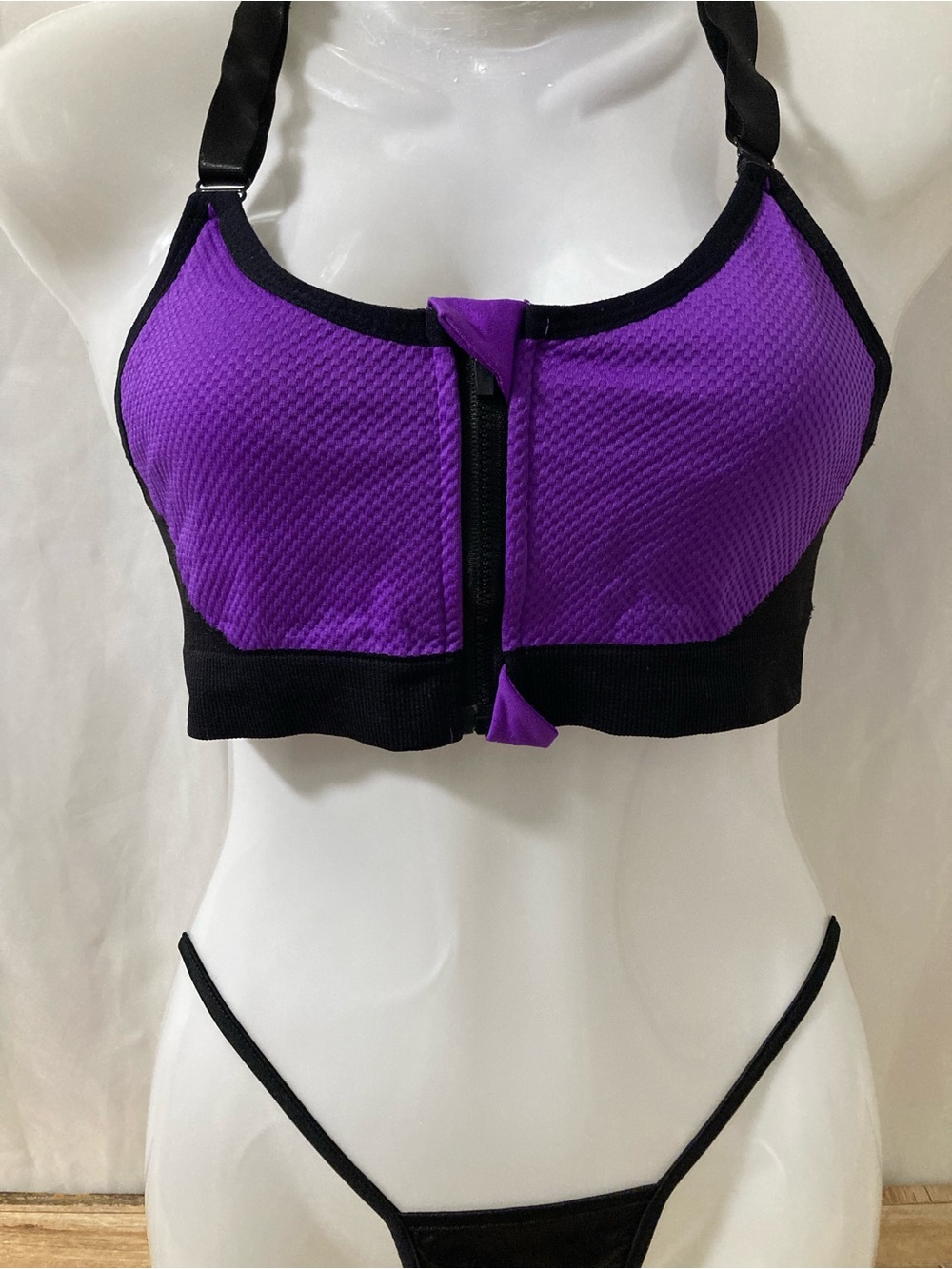 Unbranded Purple High Impact Front Zip Sportsbra Small Padded Racerback